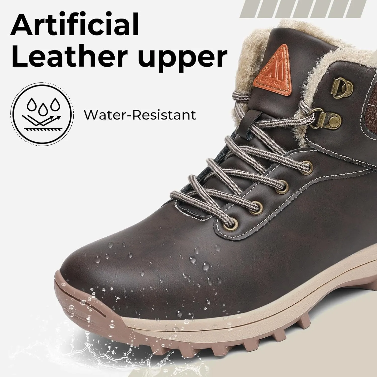 Mishansha Mens Womens Winter Hiking Boots Waterproof Non Slip Warm Lined Snow Boots for Outdoor Trekking