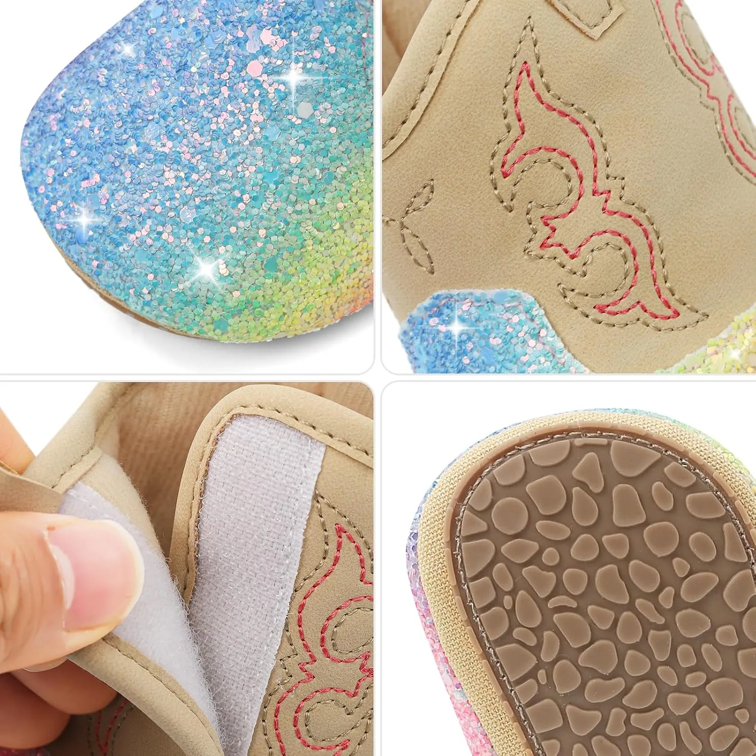 MK MATT KEELY Leather Western Boots Cowboy Bootie Soft Sole Non-Slip Crib Shoes for Baby Infant Toddler Girls Boys Newborn