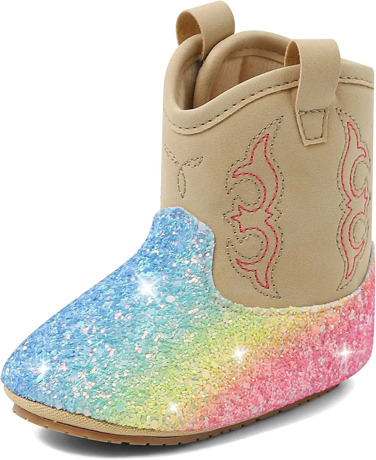 MK MATT KEELY Leather Western Boots Cowboy Bootie Soft Sole Non-Slip Crib Shoes for Baby Infant Toddler Girls Boys Newborn