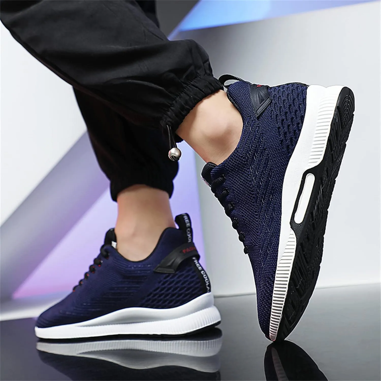Mnplciea Men's Invisible Height Increasing Elevator Shoes 3.15 Inches Lace Up Road Running Sneakers Lightweight Breathable Knitted Sporty Trainers