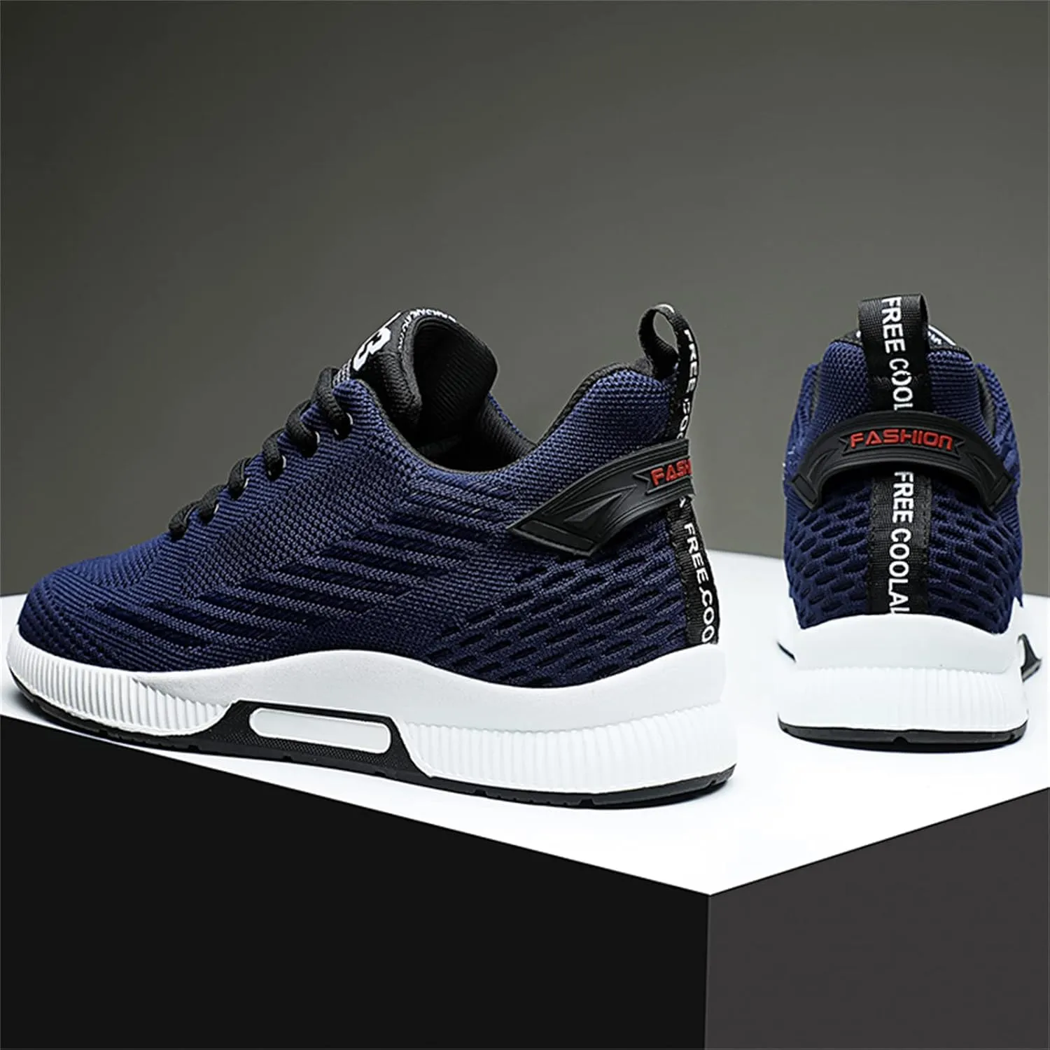 Mnplciea Men's Invisible Height Increasing Elevator Shoes 3.15 Inches Lace Up Road Running Sneakers Lightweight Breathable Knitted Sporty Trainers