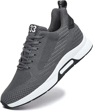 Mnplciea Men's Invisible Height Increasing Elevator Shoes 3.15 Inches Lace Up Road Running Sneakers Lightweight Breathable Knitted Sporty Trainers