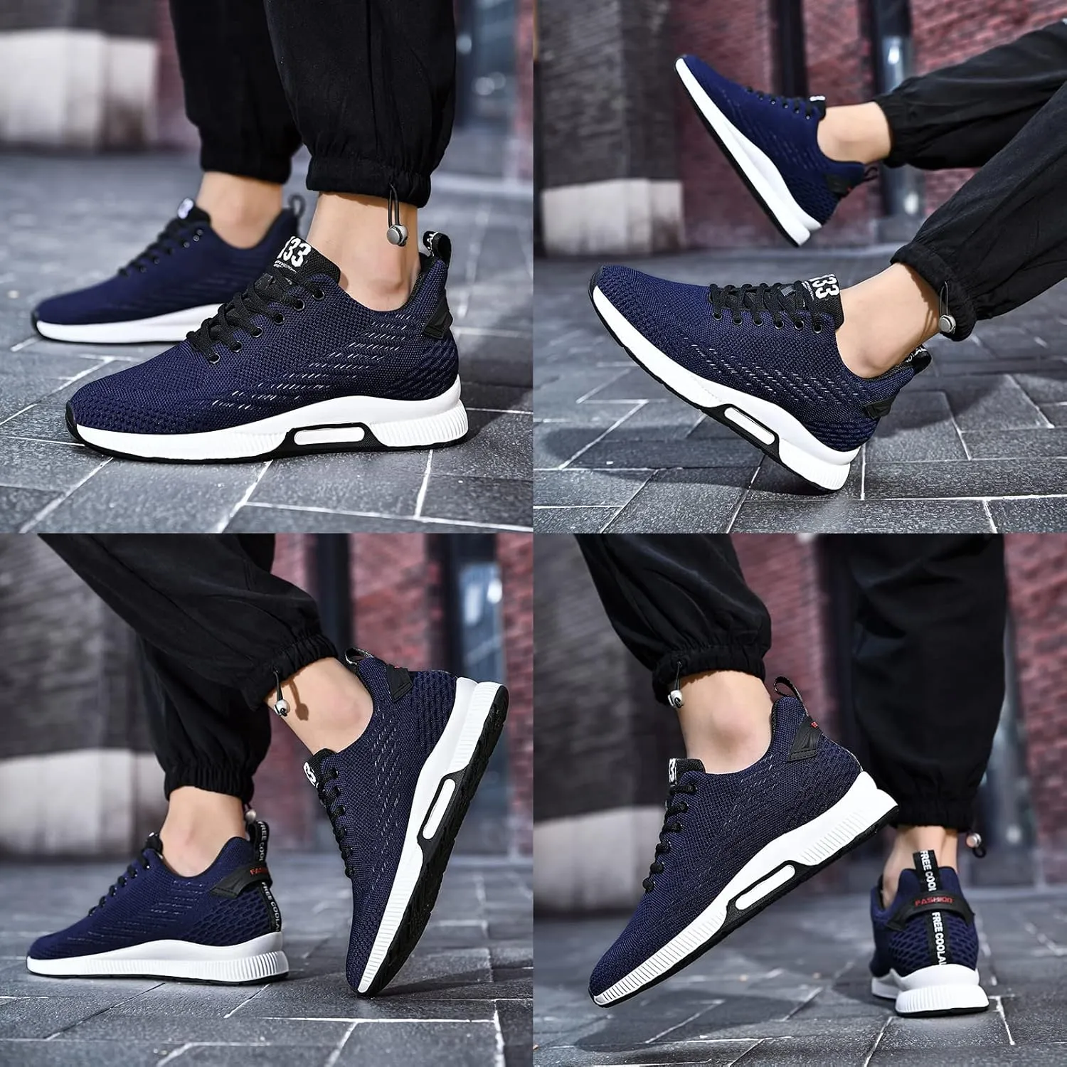 Mnplciea Men's Invisible Height Increasing Elevator Shoes 3.15 Inches Lace Up Road Running Sneakers Lightweight Breathable Knitted Sporty Trainers
