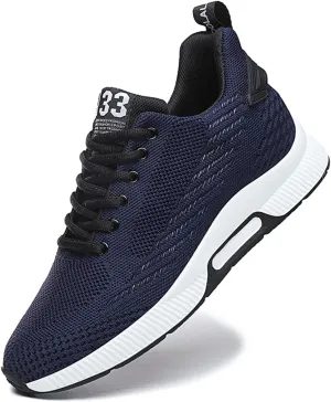 Mnplciea Men's Invisible Height Increasing Elevator Shoes 3.15 Inches Lace Up Road Running Sneakers Lightweight Breathable Knitted Sporty Trainers