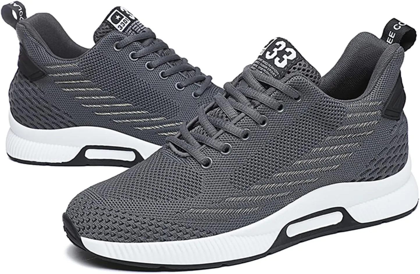 Mnplciea Men's Invisible Height Increasing Elevator Shoes 3.15 Inches Lace Up Road Running Sneakers Lightweight Breathable Knitted Sporty Trainers