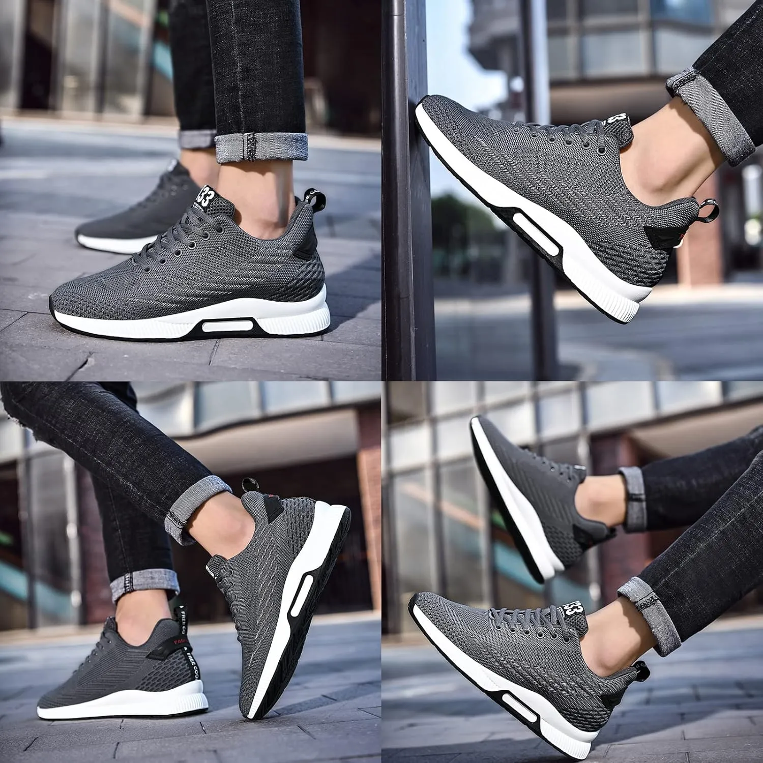 Mnplciea Men's Invisible Height Increasing Elevator Shoes 3.15 Inches Lace Up Road Running Sneakers Lightweight Breathable Knitted Sporty Trainers
