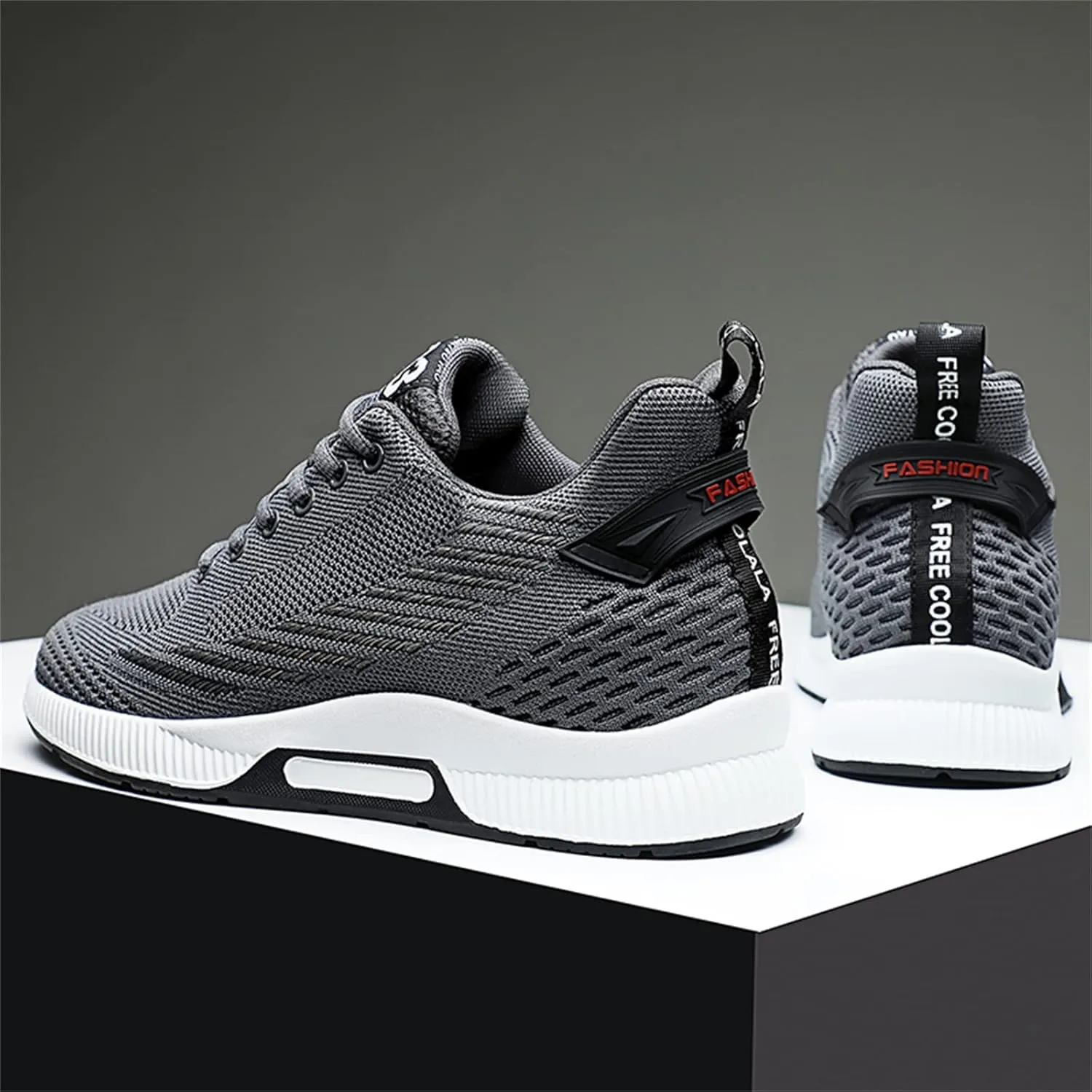 Mnplciea Men's Invisible Height Increasing Elevator Shoes 3.15 Inches Lace Up Road Running Sneakers Lightweight Breathable Knitted Sporty Trainers