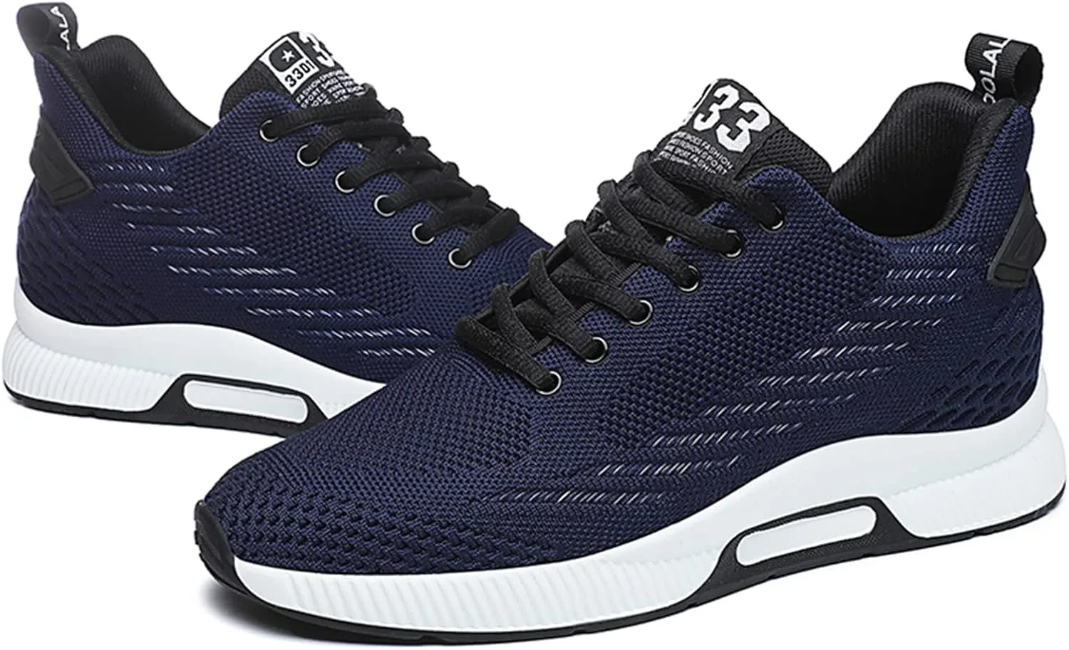 Mnplciea Men's Invisible Height Increasing Elevator Shoes 3.15 Inches Lace Up Road Running Sneakers Lightweight Breathable Knitted Sporty Trainers