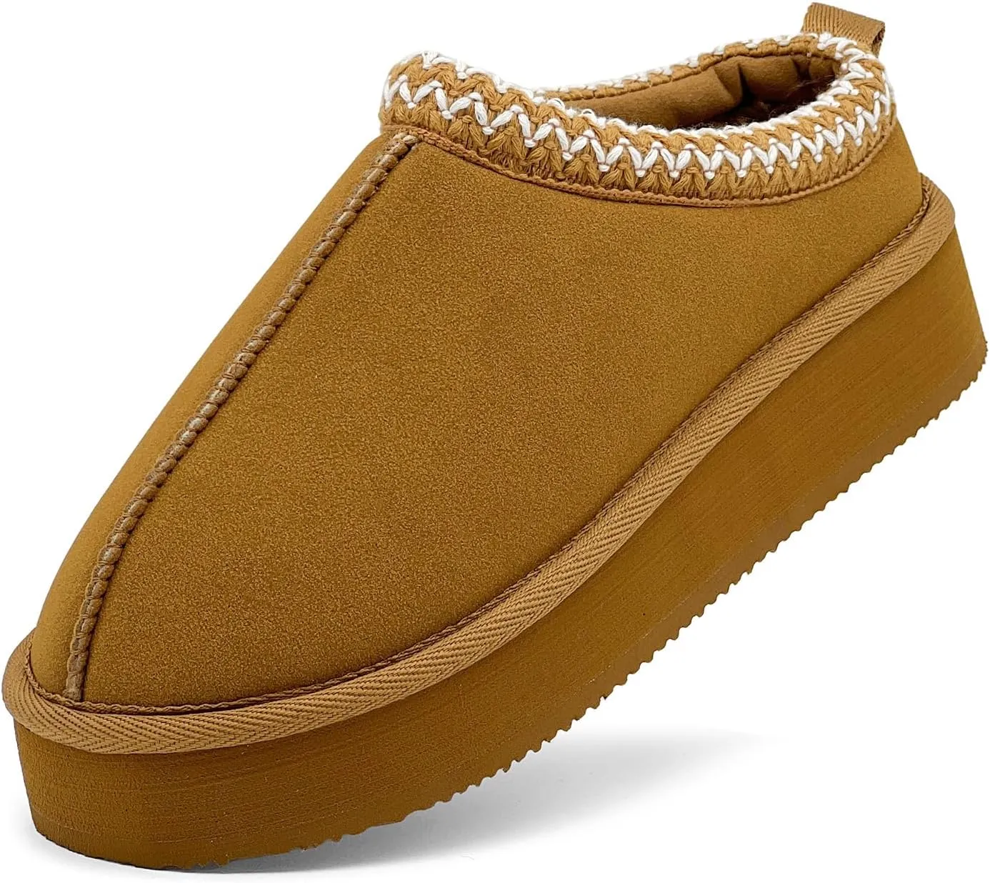 MOLATIN Women's Platform Mini Boots Slippers for Women Winter Furry Shoes Slip on Fur Fleece Lined Suede Short Ankle Boots Anti-Slip Snow House Slippers for Indoor Outdoor