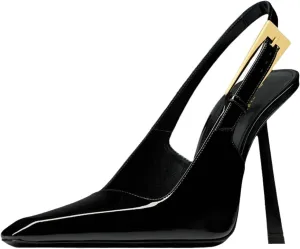 MRKEWUNEY Fashion Slingback Pumps Shoes for Women Pointed Toe Stiletto Heels Slip On Backless Dress High Heels
