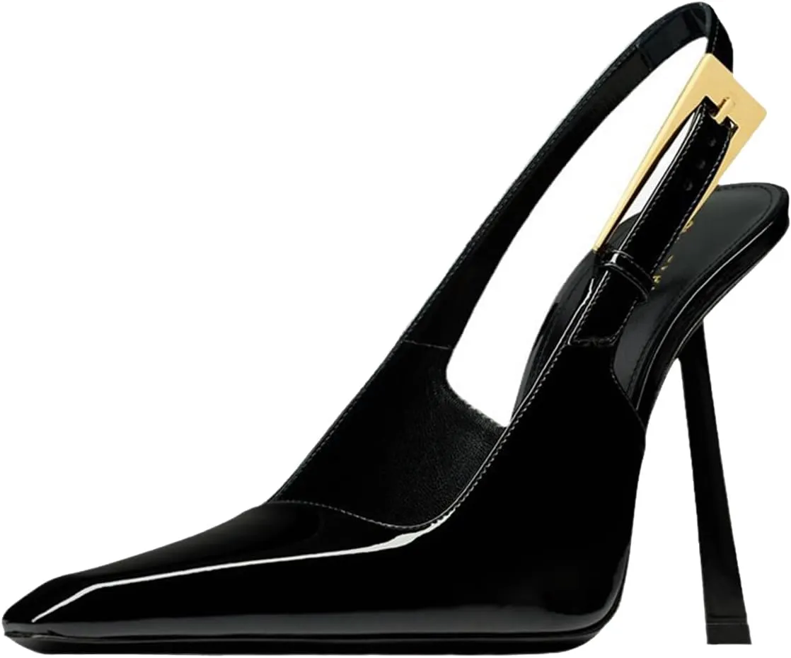 MRKEWUNEY Fashion Slingback Pumps Shoes for Women Pointed Toe Stiletto Heels Slip On Backless Dress High Heels