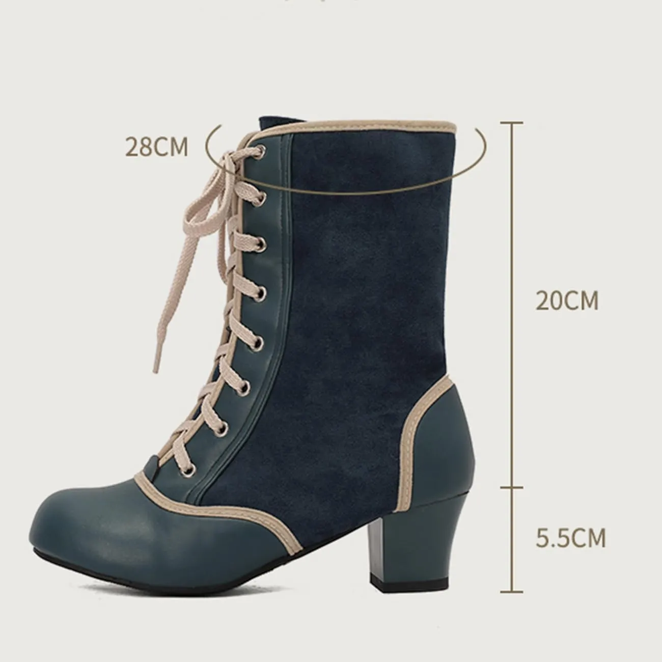 MRKEWUNEY Vintage Women Victorian Boots 70s Kitten Heel Ankle Boots