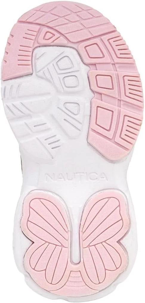 Nautica Kids Girls Athletic Sneakers - Comfortable Running Shoes with Adjustable Hook-and-Loop Strap, Toddler/Little Kid Sizes