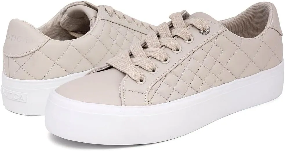 Nautica Women’s Lace-Up Fashion Sneakers – Low-Top Casual Walking & Tennis Shoes with Platform or Regular Heel