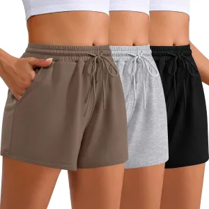 Neer 3 Pack Womens Sweat Shorts Comfy Casual Lounge Drawstring High Waist Summer Athletic Shorts with Pocket 2025