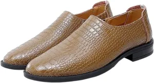 New Mens Loafers Moccasins Shoes Faux Crocodile Print Solid Colors Leather Slip Resistant Flat Heel Lightweight Wedding Casual Slip-ons