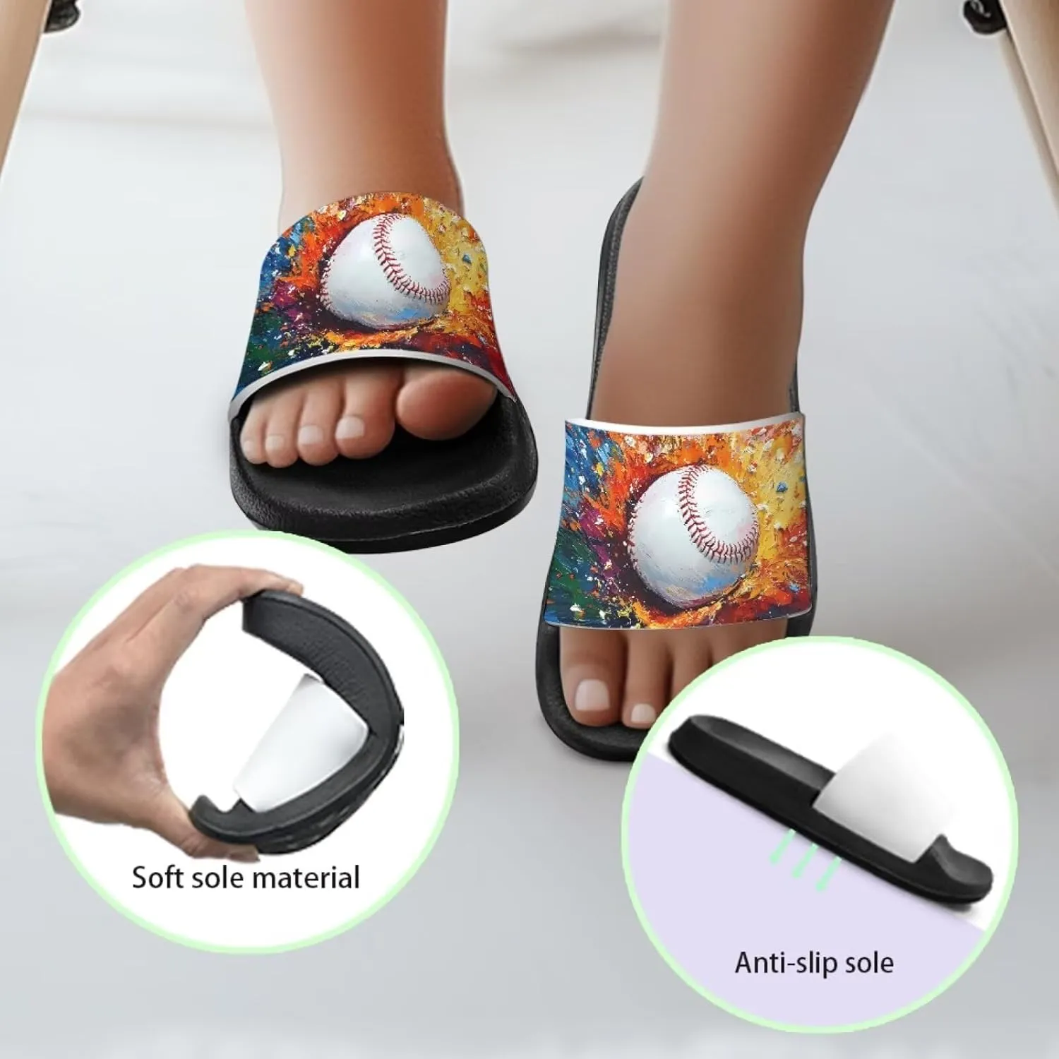 Novelty Patten Kids Cloud Slides Sandals Sports Ball Indoor House Slippers Tractor Print Shower Shoes for Boys Girls Comfort Footbed Slipper Open Toe Outdoor Sandal
