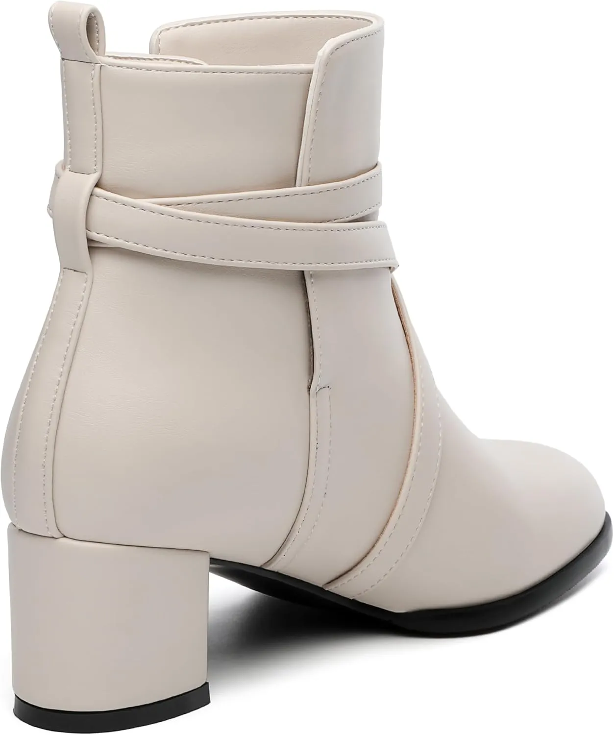 NUMALEO Womens Buckle Outdoor Suede Casual Round Toe Chunky Low Heel Ankle High Boots 2 Inch