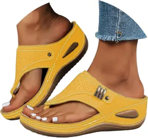 Orthopedic Sandals for Women 2025,Summer Slip On Beach Sandals Dressy Arch Support Wedge Sandal Vintage Wide Width Flip Flops Casual Boho Slipper