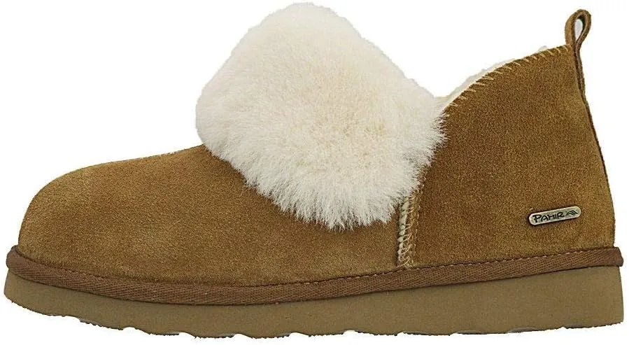 PAMIR Women's Genuine Suede Shearling Ankle Moccasin Booties Slippers Boots Memory Foam Indoor Outdoor
