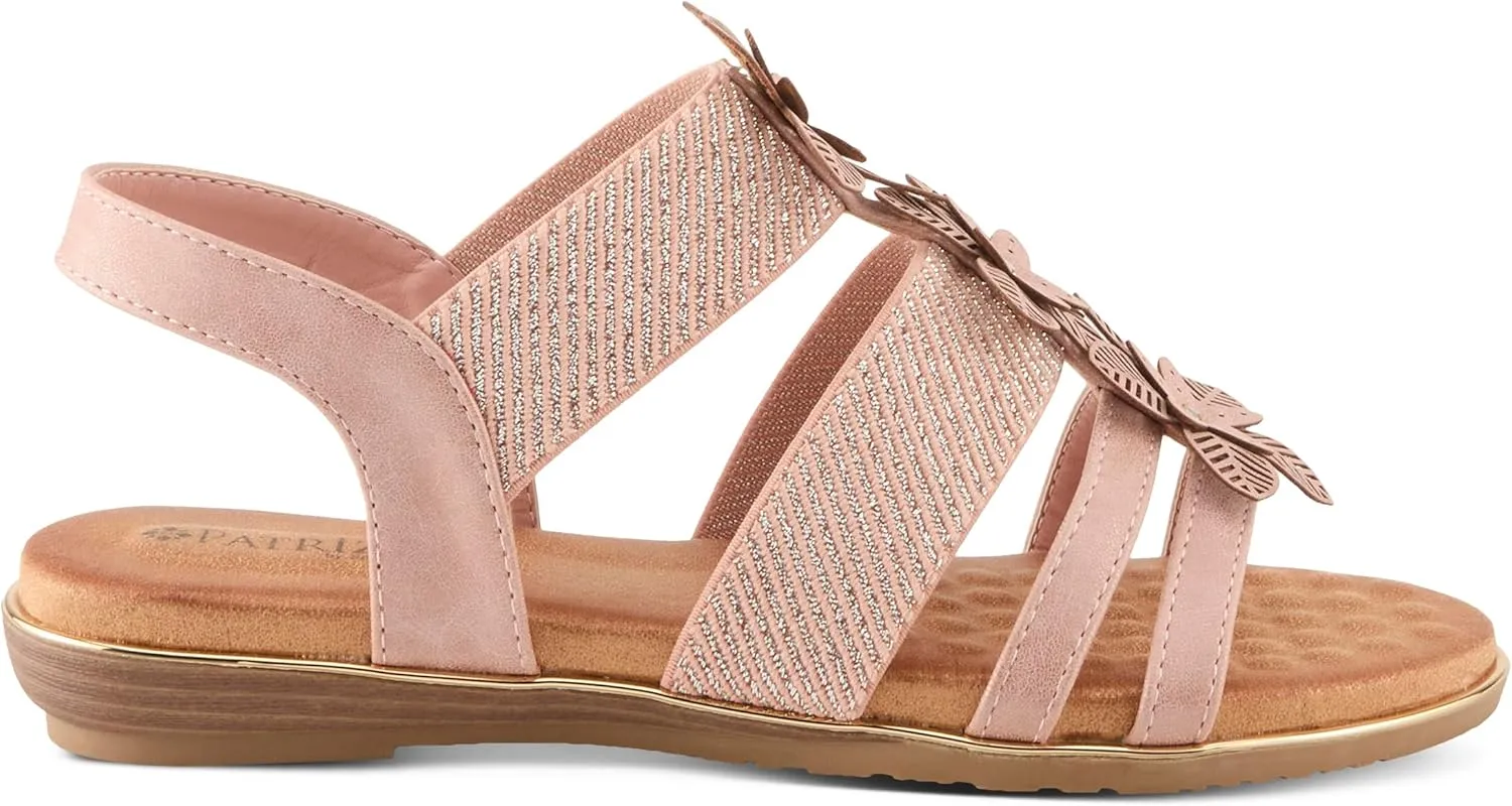 PATRIZIA Women's OMANA Slip-On Gladiator Sandals - Laser-Cut Floral Design, Padded Insole, Metallic Elastic Bands