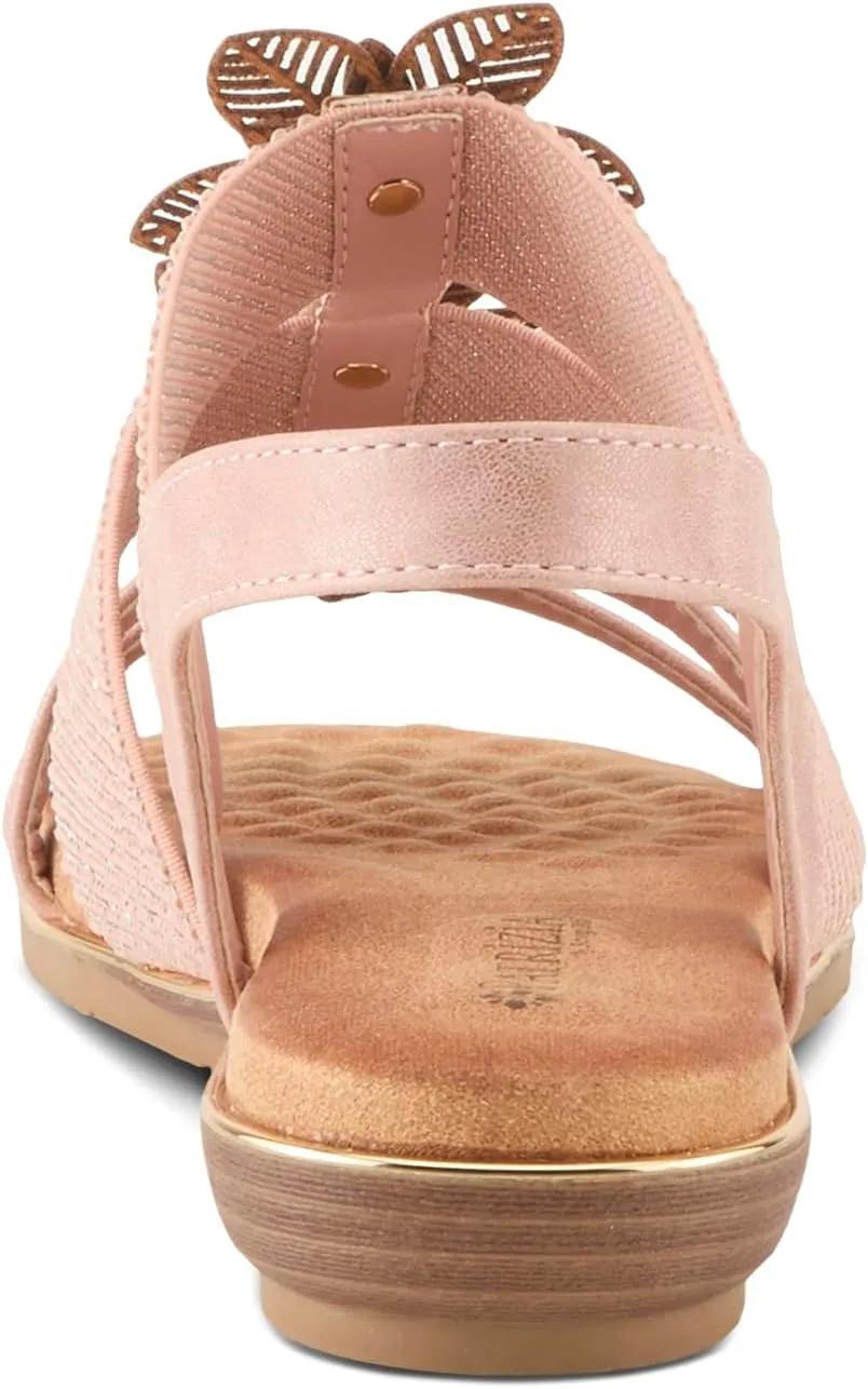 PATRIZIA Women's OMANA Slip-On Gladiator Sandals - Laser-Cut Floral Design, Padded Insole, Metallic Elastic Bands