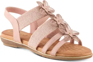 PATRIZIA Women's OMANA Slip-On Gladiator Sandals - Laser-Cut Floral Design, Padded Insole, Metallic Elastic Bands