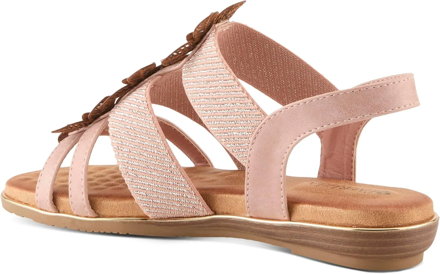 PATRIZIA Women's OMANA Slip-On Gladiator Sandals - Laser-Cut Floral Design, Padded Insole, Metallic Elastic Bands