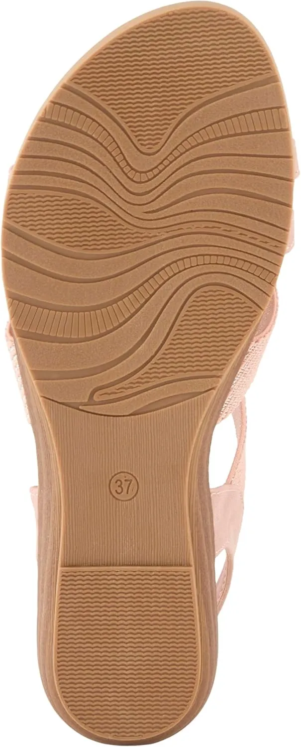 PATRIZIA Women's OMANA Slip-On Gladiator Sandals - Laser-Cut Floral Design, Padded Insole, Metallic Elastic Bands