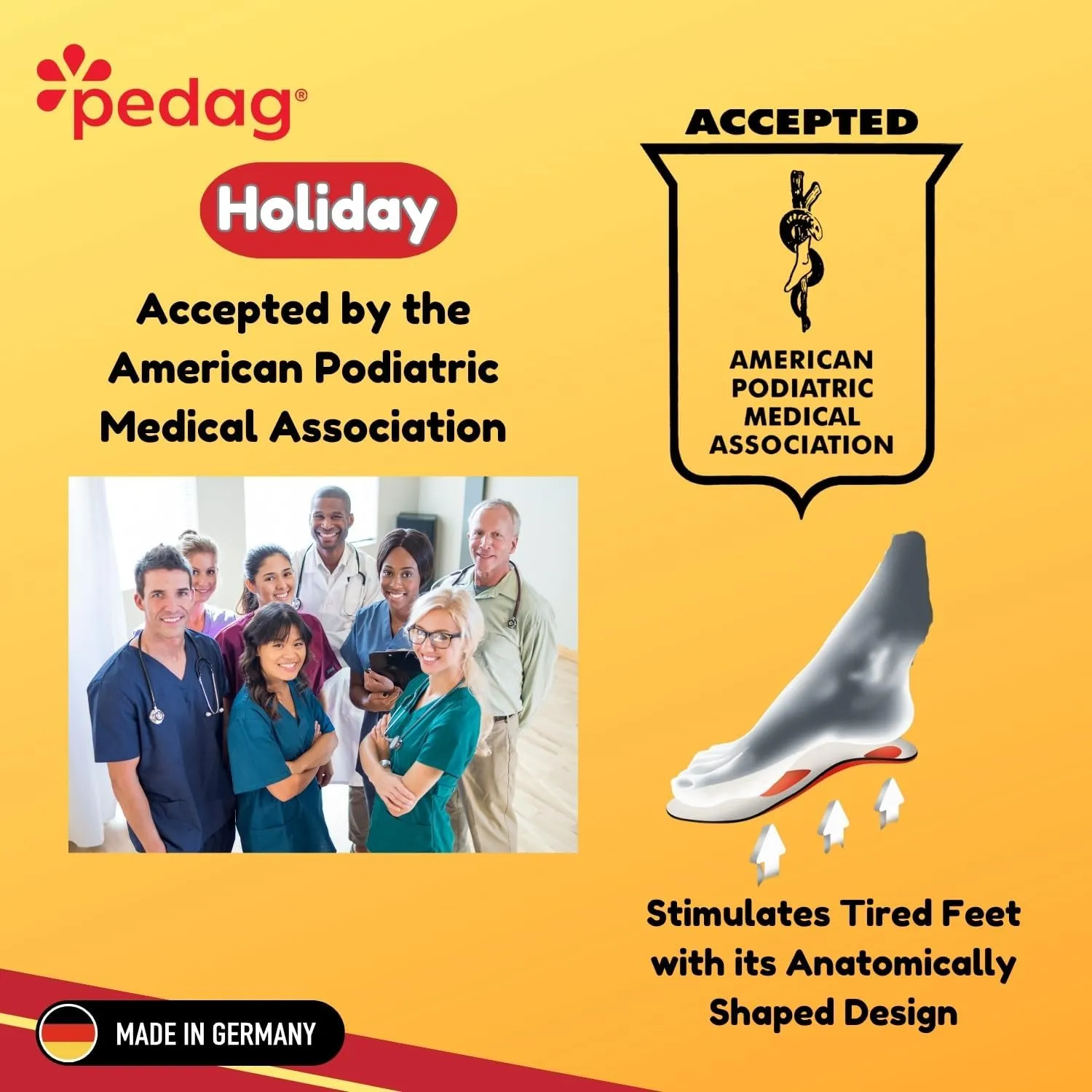 Pedag Holiday | 3/4 Length Sheepskin Orthotic Inserts | Handmade in Germany | Arch Support | Metatarsal Pad | Heel Cushion | Fits Low Profile Tight Shoes | Tan | 1 Pair | US Women 5 / EU 35