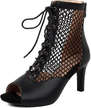 Peep Toe Latin Salsa Dance Boots for Women 4 Inch Heel Dance Shoes