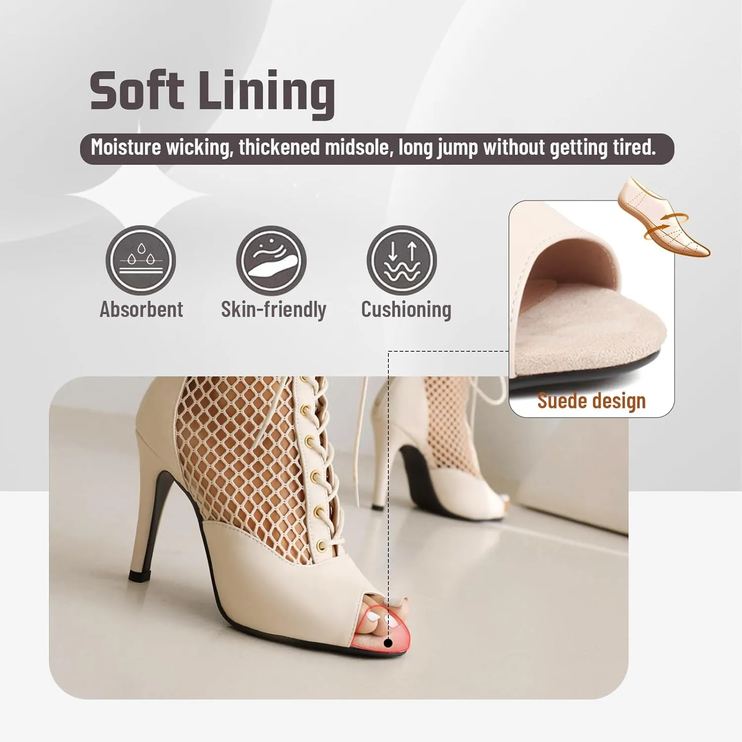 Peep Toe Latin Salsa Dance Boots for Women 4 Inch Heel Dance Shoes
