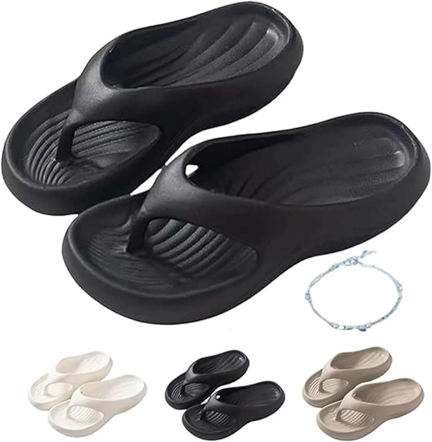 Pillow Arch Support Flip Flops, Beach Sandals for Women, Comfortable Slides for Womens, Platform Sandals Flip Flops