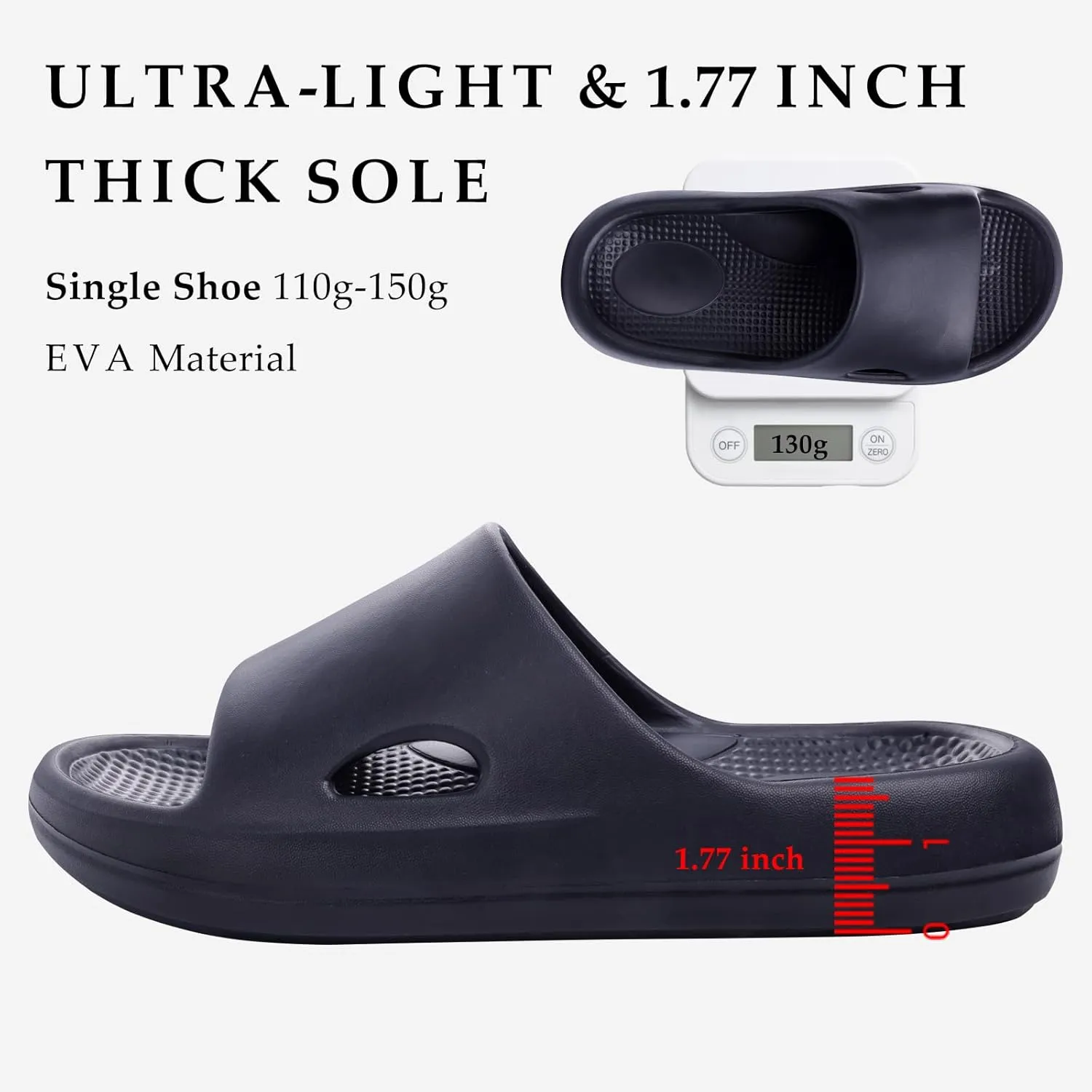 Pillow Slippers for Women and Men Indoor Cloud Sandals EVA Anti-Slip Slides Shoes Cushioned Thick Sole Shower Cloud Slippers Arch Support Men Sandals Super Soft House Pillow Slides