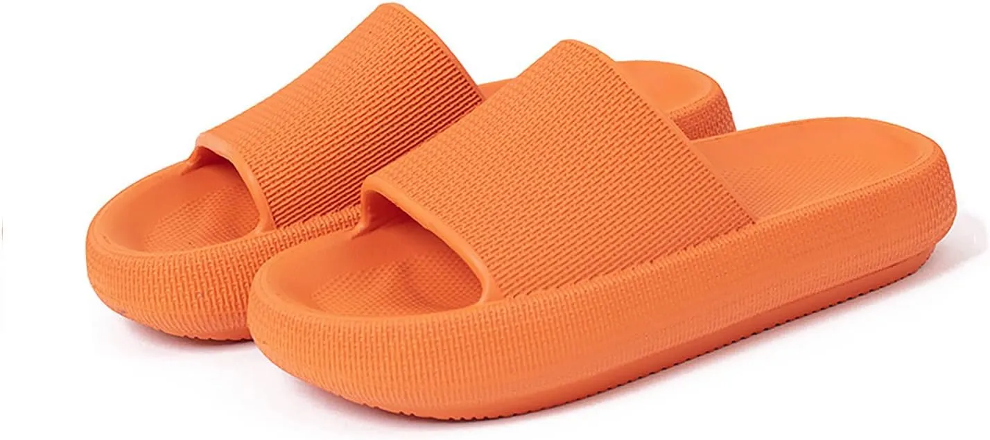 Pillow Slippers for Women and Men Non Slip, EVA Anti-Slip Cushioned Thick Sole Slides, Quick Drying Bathroom Sandals