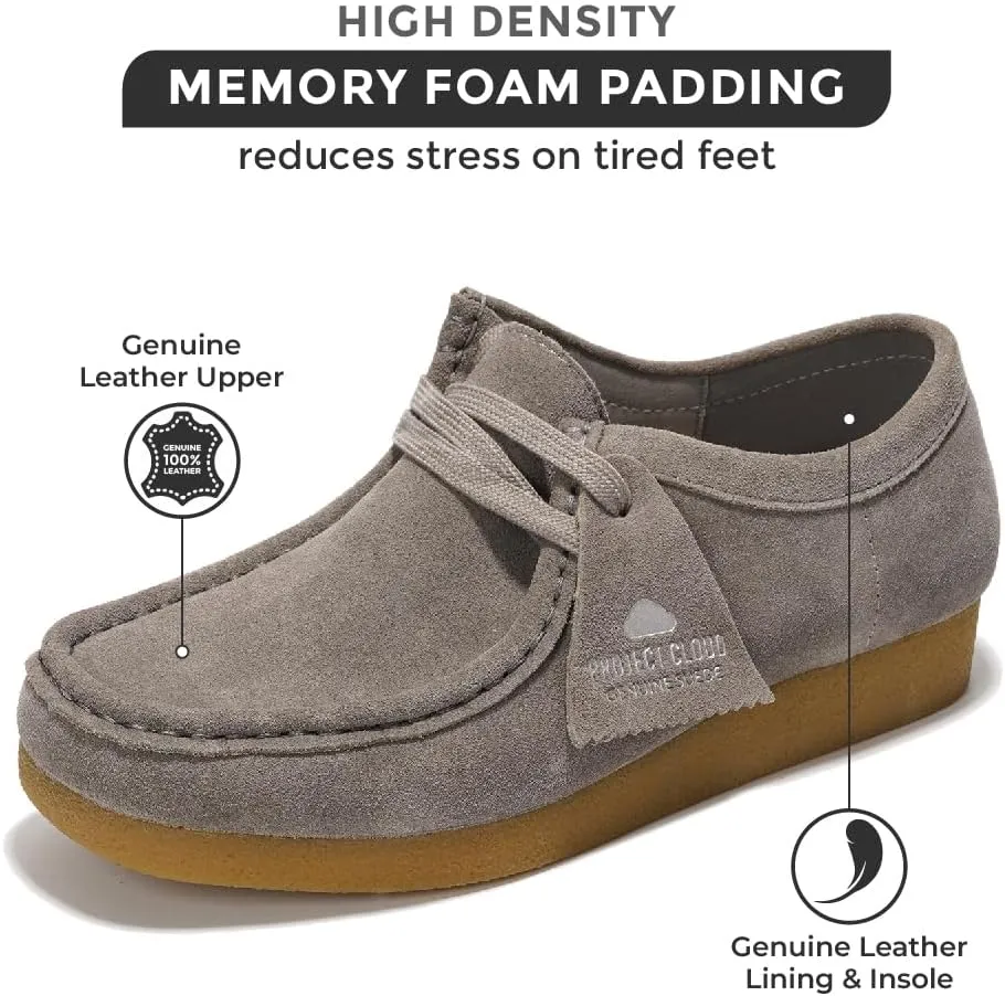 Project Cloud Genuine Leather Womens Shoes - Memory Foam Insole Oxford Shoes for Women Footwear - Lightweight Anti-Slip Sole Casual Work Loafers with Lace (Wally)