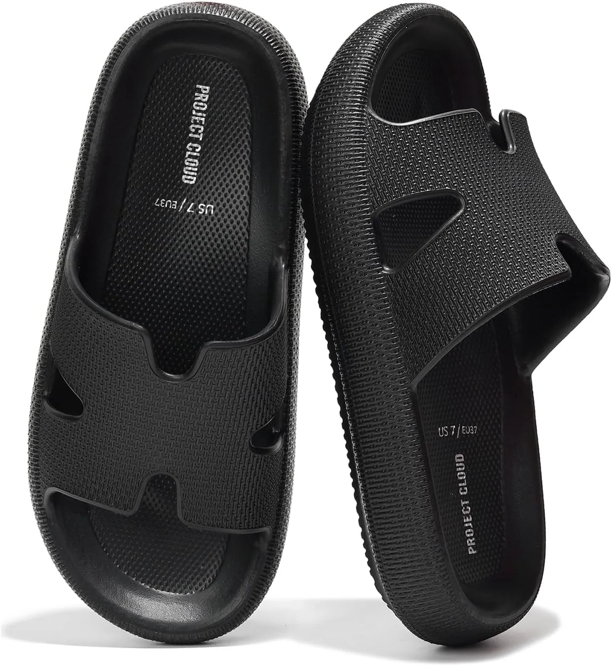 Project Cloud House Slippers Womens Sandals - Non-Slip and Lightweight Recovery Slippers for Women Beach Essentials Water Slides for Women (Pillow Strap, Black, 9)