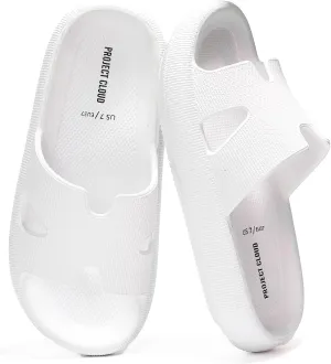 Project Cloud House Slippers Womens Sandals - Non-Slip and Lightweight Recovery Slippers for Women Beach Essentials Water Slides for Women (Pillow Strap, White, 11)
