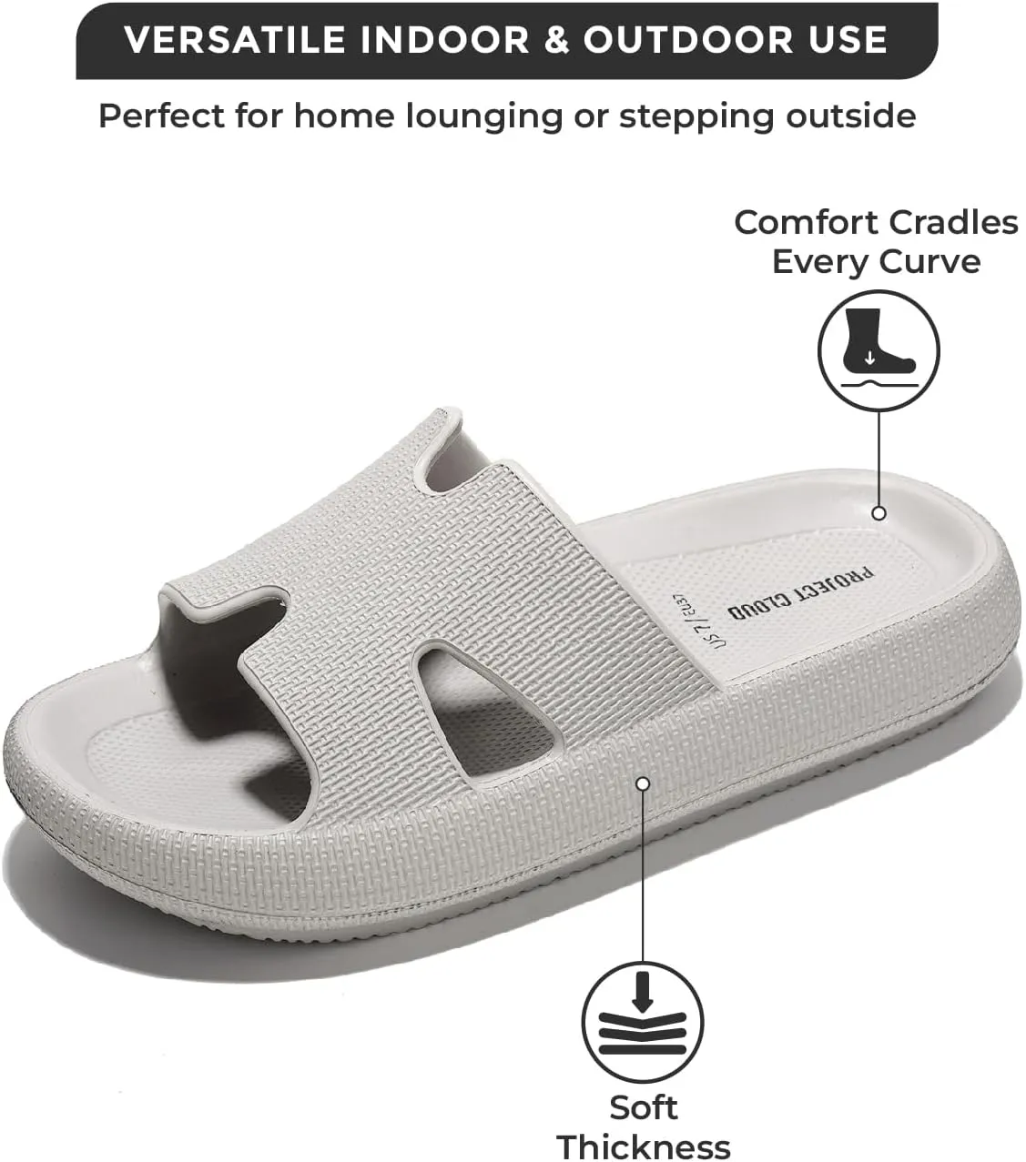Project Cloud House Slippers Womens Sandals - Non-Slip and Lightweight Recovery Slippers for Women Beach Essentials Water Slides for Women (Pillow)
