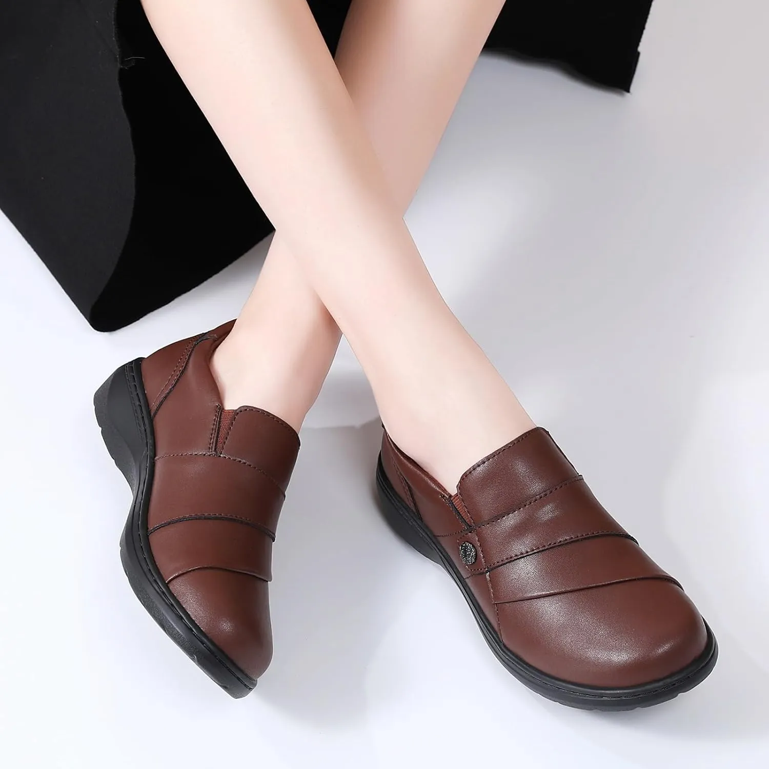 QAE Loafers for Women Orthopedic Shoes Comfortable Slip-Ons Work Flats Womens Business Casual Dress Penny Loafers