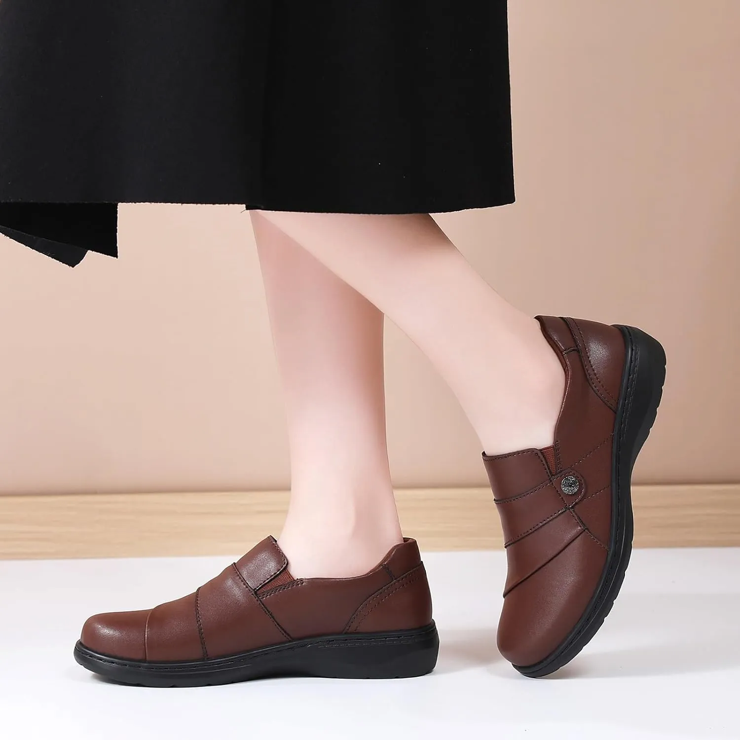 QAE Loafers for Women Orthopedic Shoes Comfortable Slip-Ons Work Flats Womens Business Casual Dress Penny Loafers