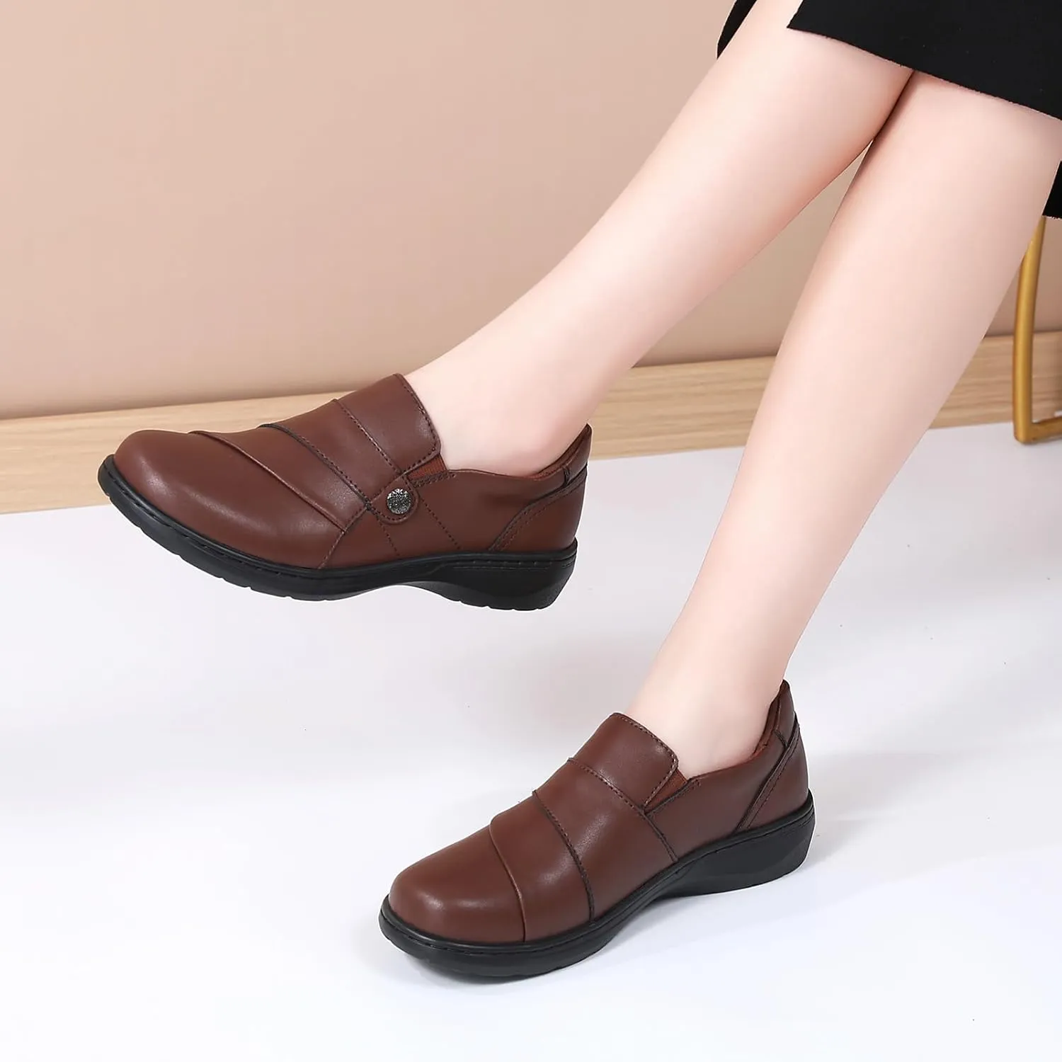 QAE Loafers for Women Orthopedic Shoes Comfortable Slip-Ons Work Flats Womens Business Casual Dress Penny Loafers