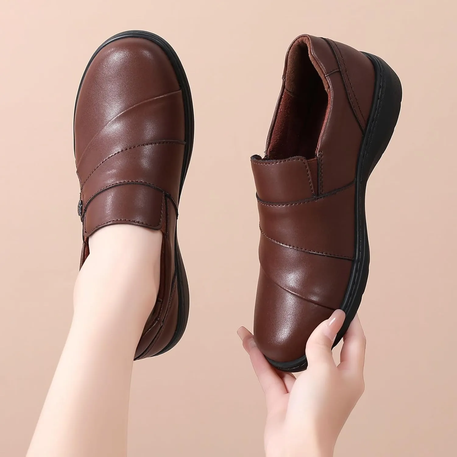QAE Loafers for Women Orthopedic Shoes Comfortable Slip-Ons Work Flats Womens Business Casual Dress Penny Loafers