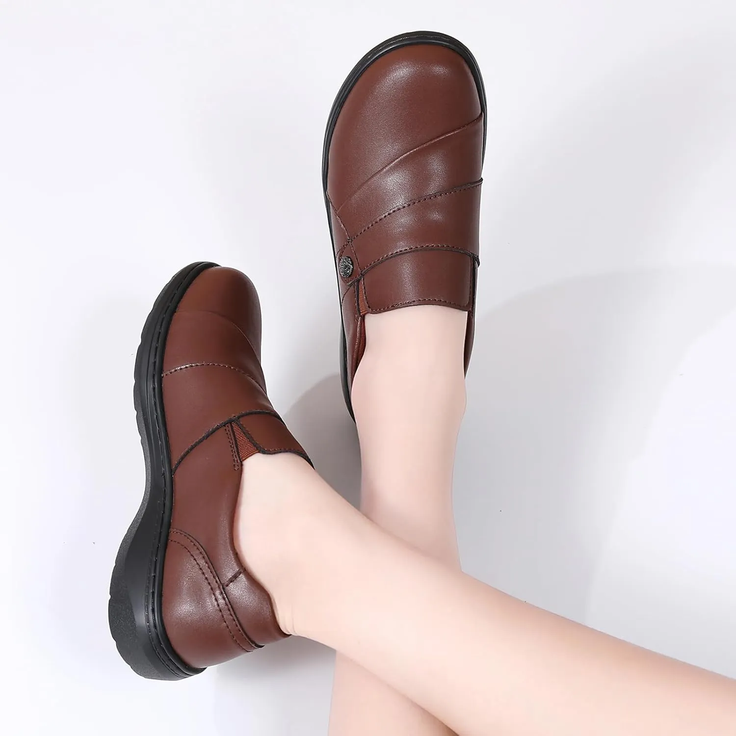 QAE Loafers for Women Orthopedic Shoes Comfortable Slip-Ons Work Flats Womens Business Casual Dress Penny Loafers
