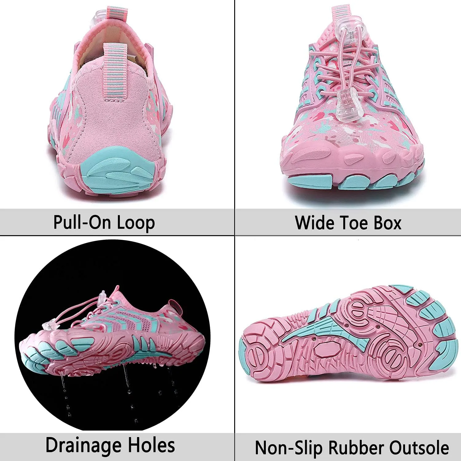 Quickshark Kids Water Shoes Boys Girls Barefoot Aqua Socks Outdoor Indoor Quick Dry Sandals Lightweight Slip On Walking Sneakers for Beach Pool Swim (Little Kid/Big Kid)