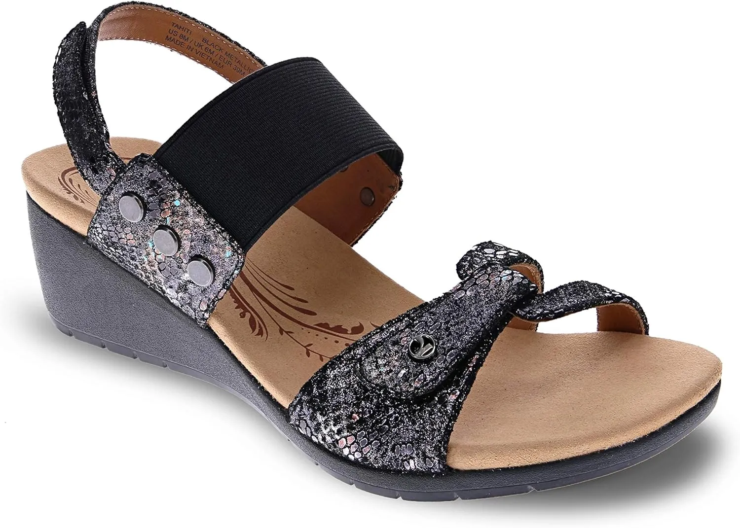 R Revere evere Tahiti Women's Wedge Sandals - Sporty Elegance with Arch Support and Adjustable Fit