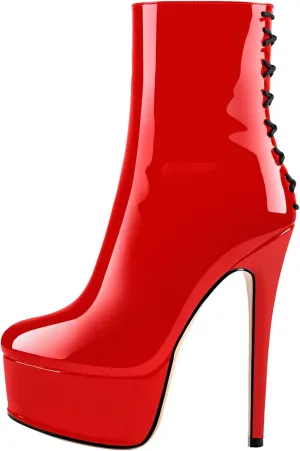 richealnini Women's Peep Toe Platform Stiletto High Heel Ankle Boots