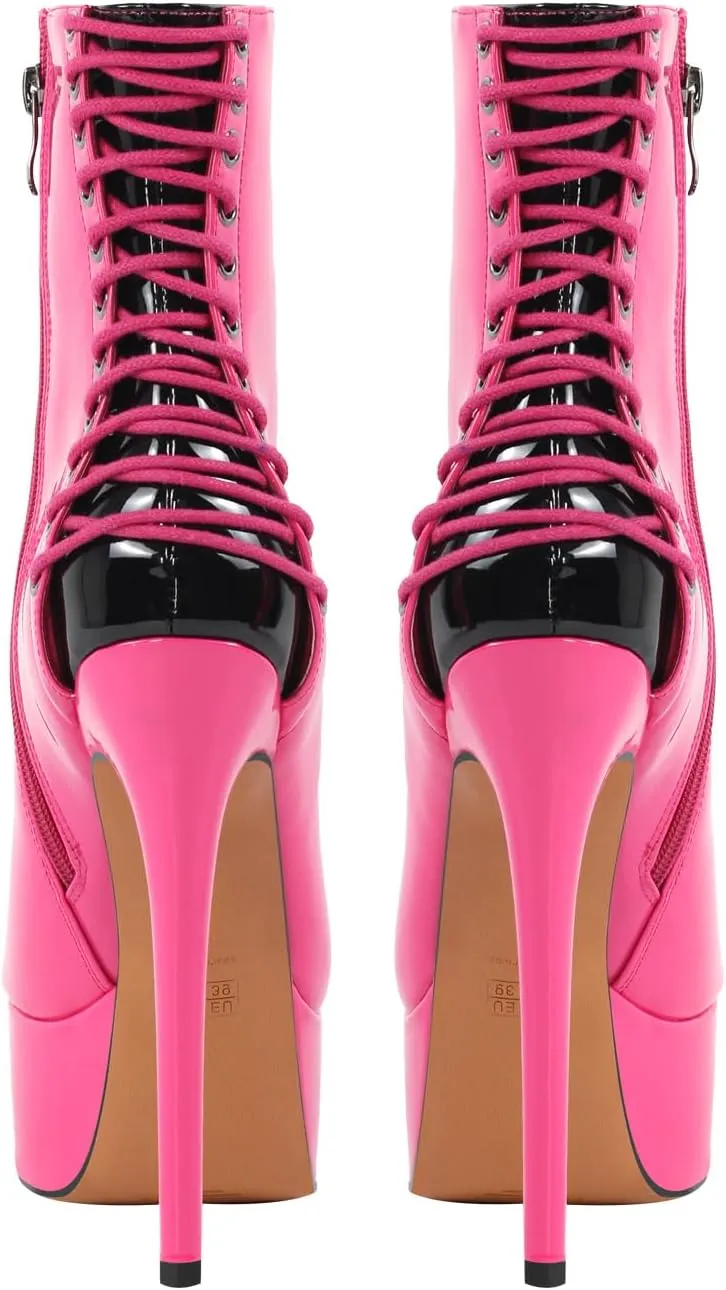 richealnini Women's Peep Toe Platform Stiletto High Heel Ankle Boots