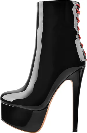 richealnini Women's Peep Toe Platform Stiletto High Heel Ankle Boots