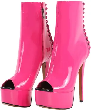 richealnini Women's Peep Toe Platform Stiletto High Heel Ankle Boots